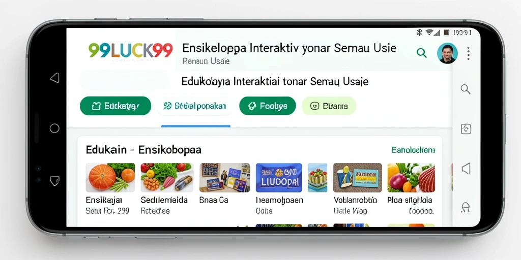 Antarmuka menarik dengan berbagai opsi pengetahuan ensiklopedia.