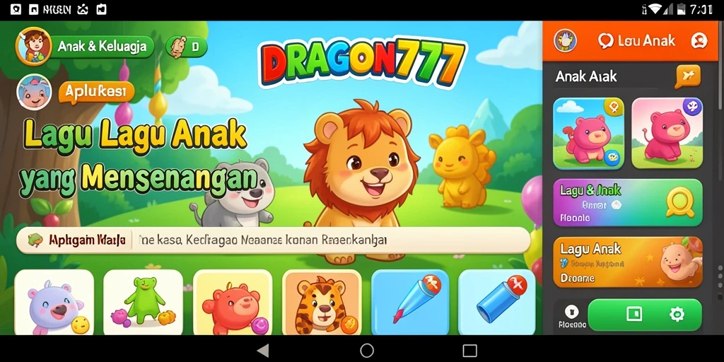 Antarmuka pengguna DRAGON777 yang ceria dan interaktif.