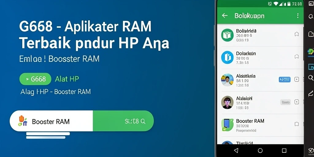 Tampilan antarmuka G668 yang intuitif dan sederhana untuk penggunaan Booster RAM.