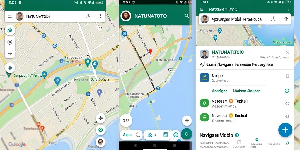Tampilan antarmuka aplikasi NATUNATOTO untuk navigasi mobil.