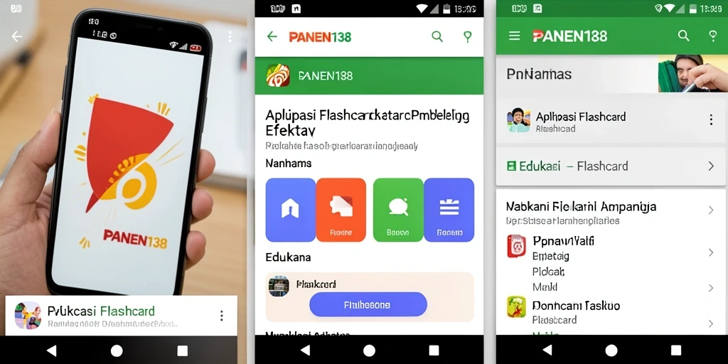 Antarmuka aplikasi Flashcard PANEN138 yang menarik dan fungsional.
