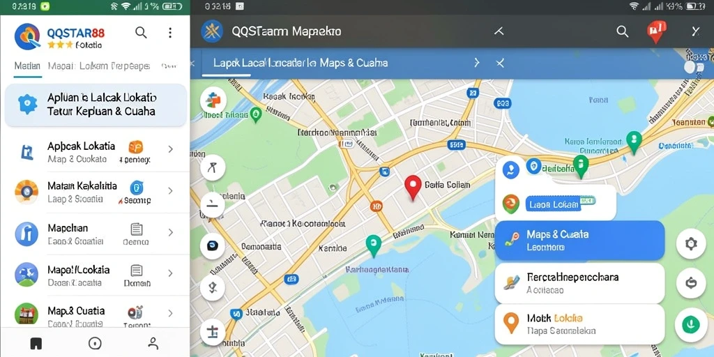 Tampilan antarmuka utama QQSTAR88 dengan fitur pelacakan lokasi.