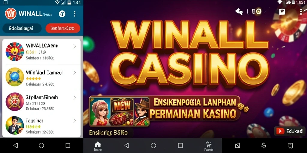 Antarmuka aplikasi WINALLCASINO menampilkan berbagai informasi kasino.